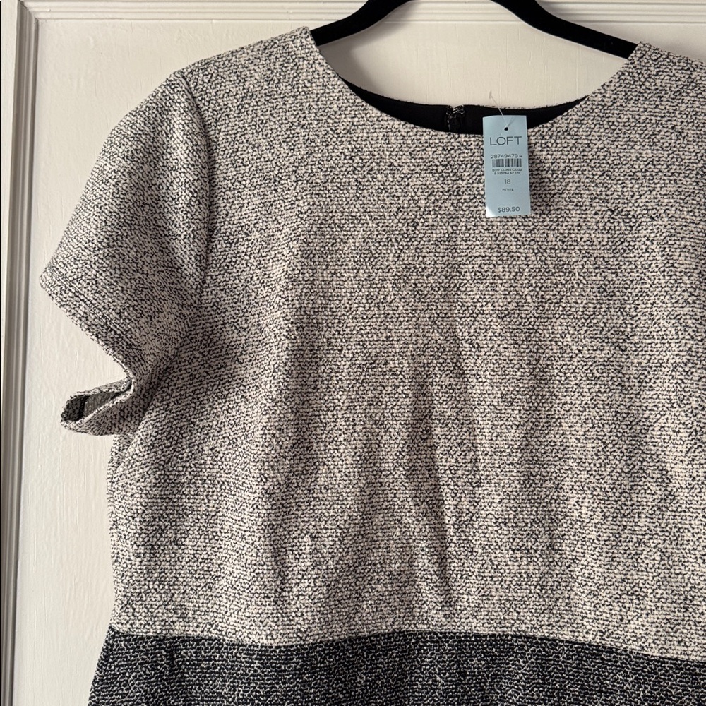 LOFT Two-Tone Gray Midi Sheath Dress